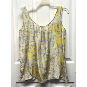 Cabi Top Silk Swing Tank Relaxed Yellow Gray Geometric Women’s Size S